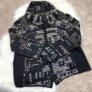 Nic + Zoe Black Chord Cowl Neck Zip Jacket Sweater